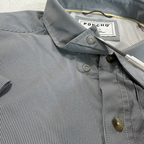 PONCHO Mens 3XL Regular Fit Striped Short Sleeve Shirt Magnetic Pockets EUC - Picture 10 of 15
